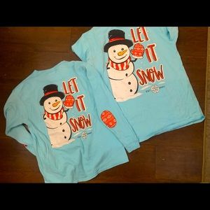 Two long sleeve “Let it snow” shirts